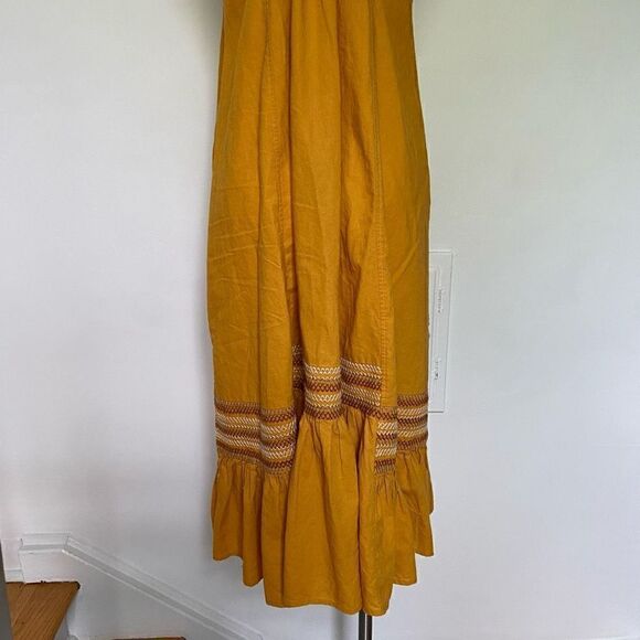 Free People Another Love Smocked Marigold Midi Dress Linen - Picture 12 of 14